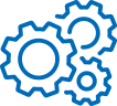 Icon of three gears of varying sizes